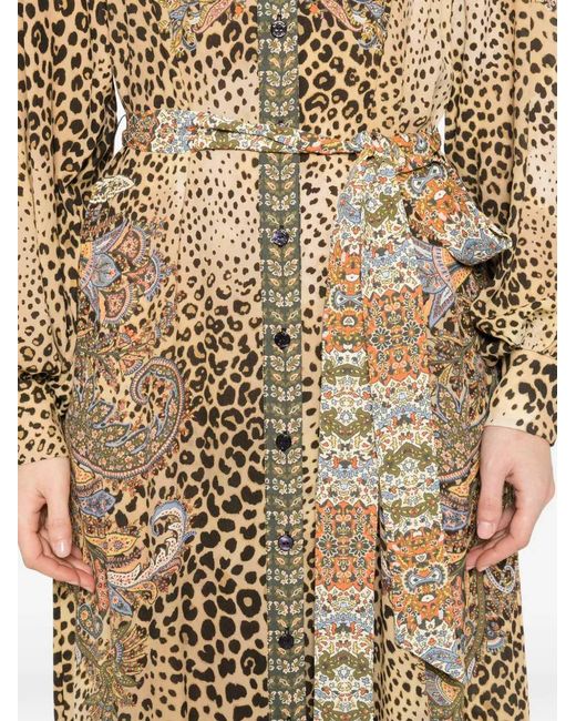 Etro Natural Midi Dress With Paisley Animal Print
