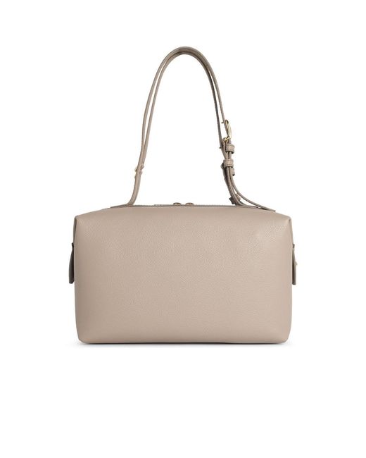 Furla Natural "Double" Leinen-Lear-Tasche
