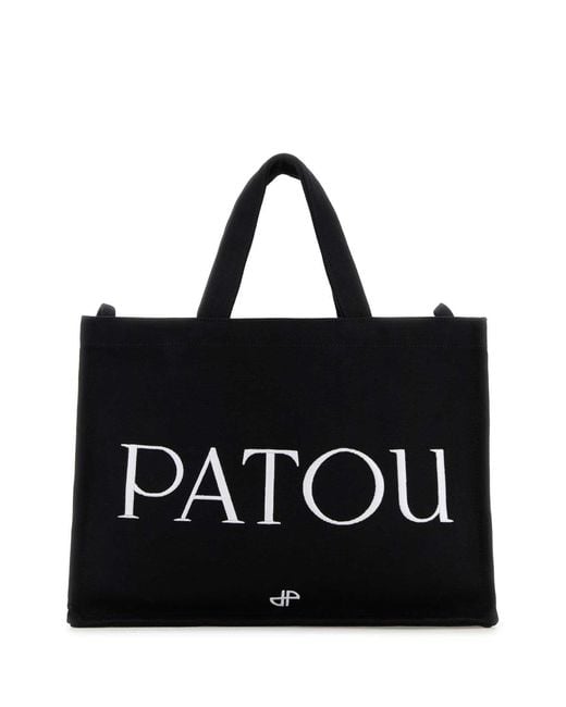 Patou Black Canvas Shopping Bag