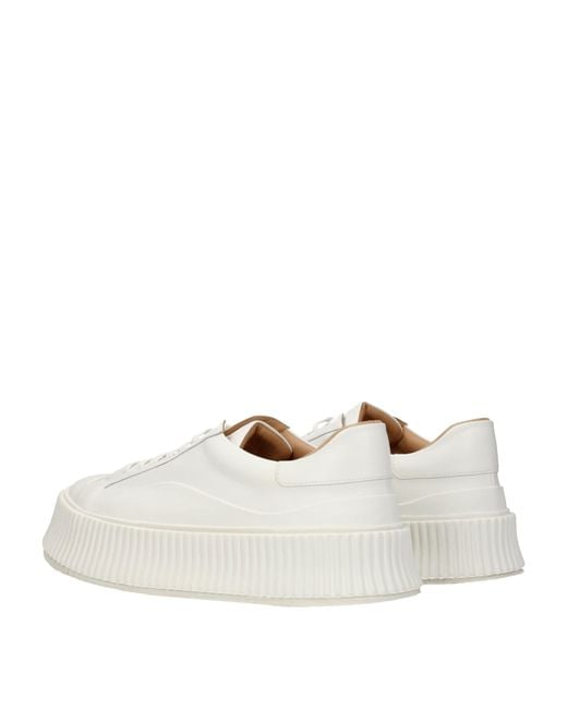 Jil Sander White Platform Leather Sneakers