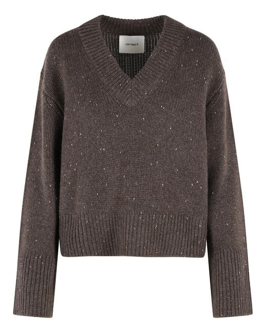 Lisa Yang Gray 'Anella Sparkly' Cocoa Cashmere Sweater