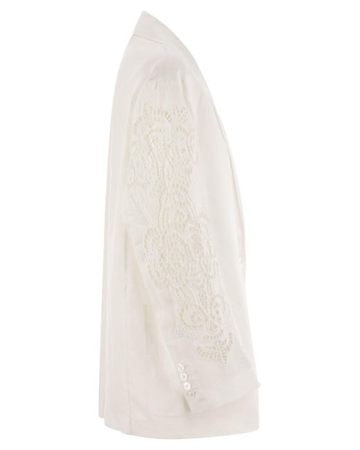 Max Mara Angizia Linnen Canvas Over Jas in het White