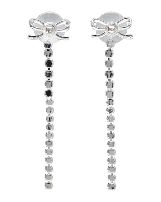 Self-Portrait White Crystal Bow Droplet Earrings