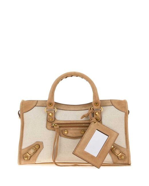 Balenciaga Multicolor Mini Le City Two-Tone Canvas And Suede Small Handbag