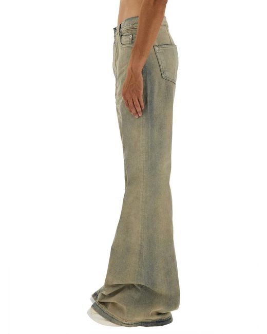 Rick Owens Green Distressed Wide-Leg Denim Pants With Vintage Appeal for men