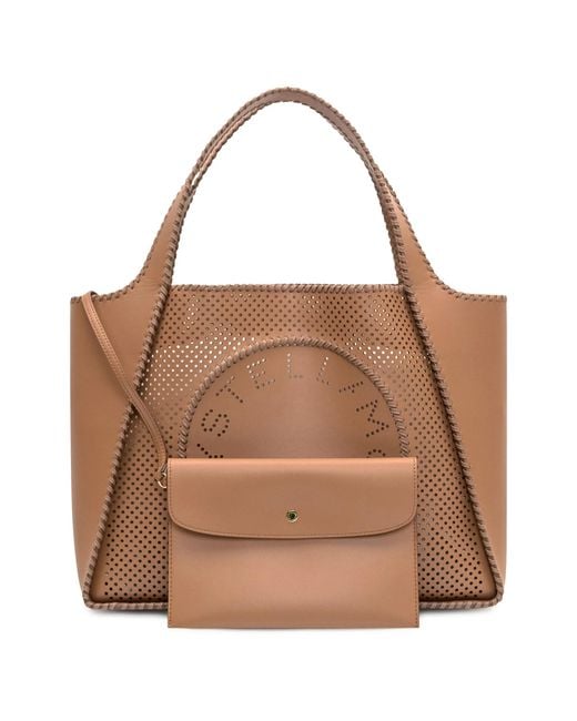 Stella McCartney Brown Logo-Perforated Tote Bag
