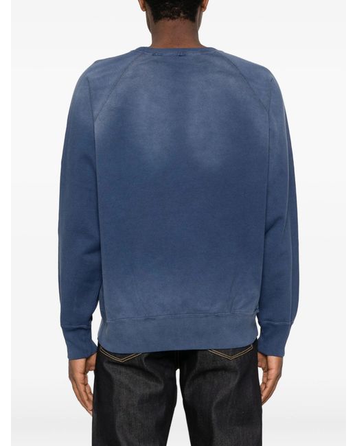 A Bathing Ape Blue Destroy Washed Effect Relaxed Fit Crewneck Sweatshirt M