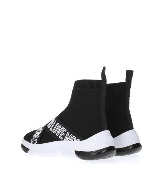 Love Moschino Black Sneakers Donna Tessuto Nero/Bianco