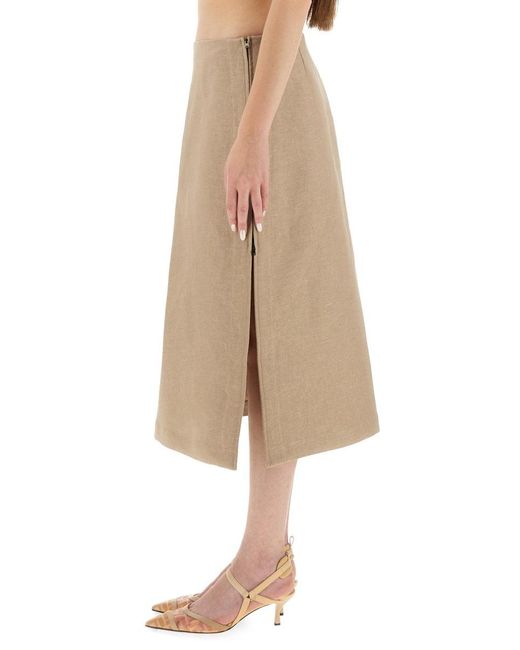 Fendi Natural Waxed Linen Skirt