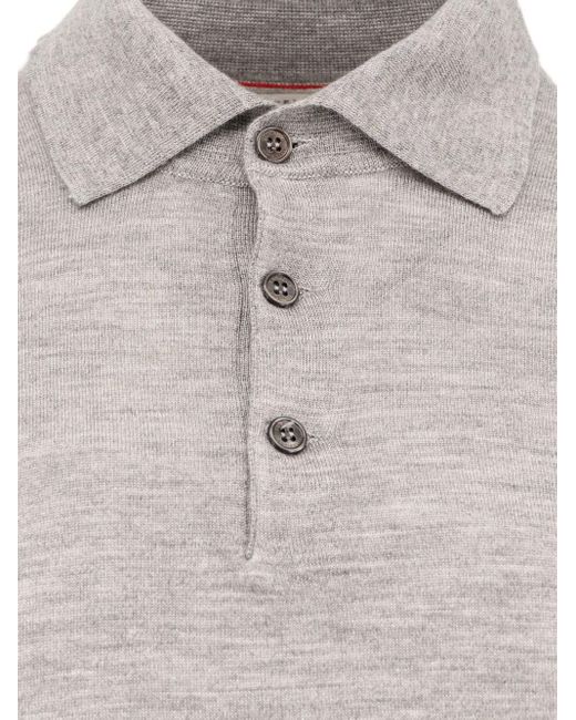Brunello Cucinelli Poloshirt Met Lange Mouwen in het Gray voor heren