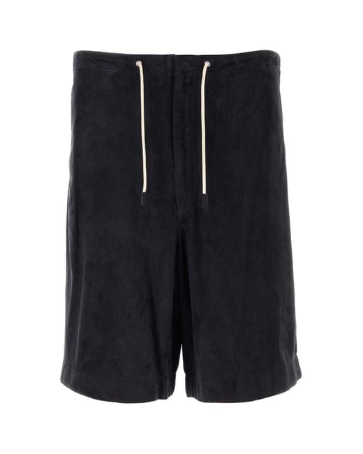 Emporio Armani Black Dark Suede Bermuda Shorts