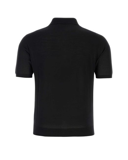 Prada Black Wool Polo Shirt for men