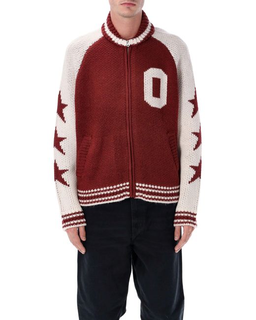 Obey Red Cowichan Zip-Up Sweater for men