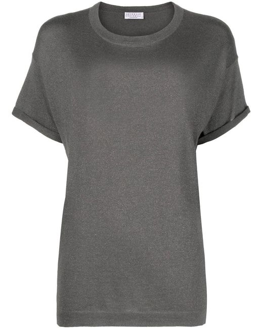 Brunello Cucinelli T-Shirt Met Ronde Hals in het Gray