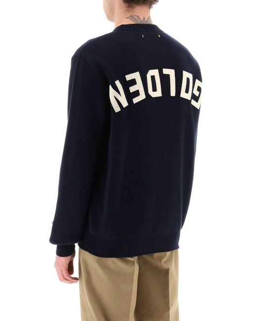 Golden Goose Deluxe Brand Davis Cotton Sweater Met Logo in het Blue voor heren