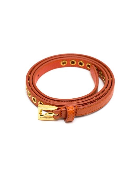Prada Orange Skinny Eyelet Belt
