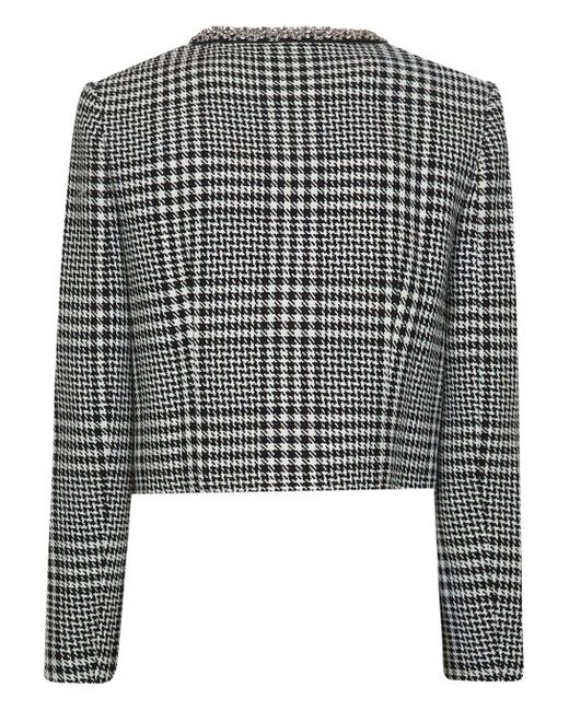 Self-Portrait Black Houndstooth Crystal Trim Jacket