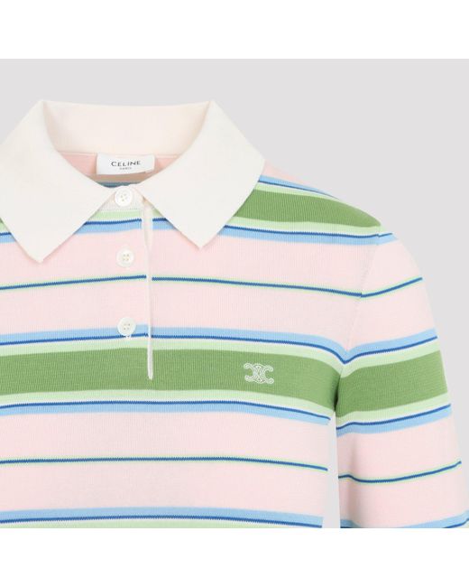 Céline Green Cotton Polo Sweater