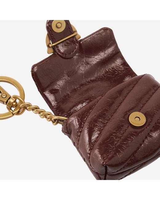 Pinko Brown Glossy Leather Airpods Love Bag