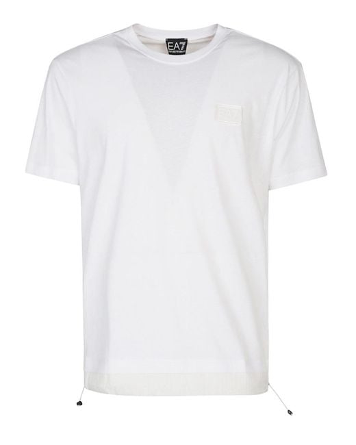 EA7 White Logo Cotton T Shirt for men