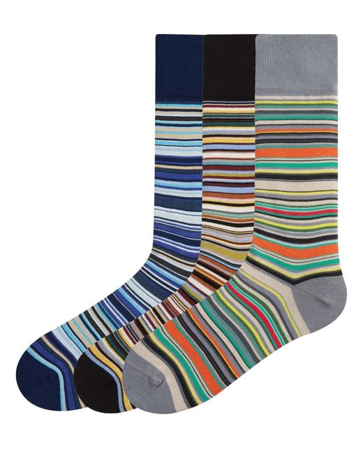 Paul Smith Blue 3-Pack Striped Socks for men