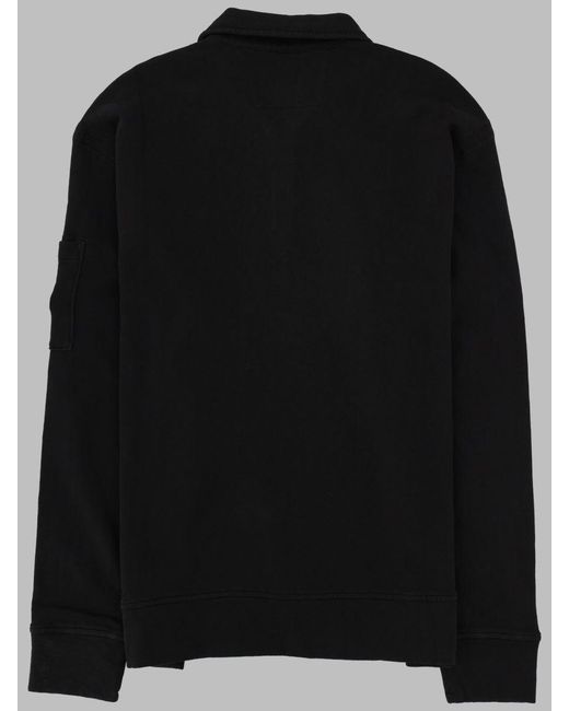C P Company Black Sweatshirt Polo-Collar Zip