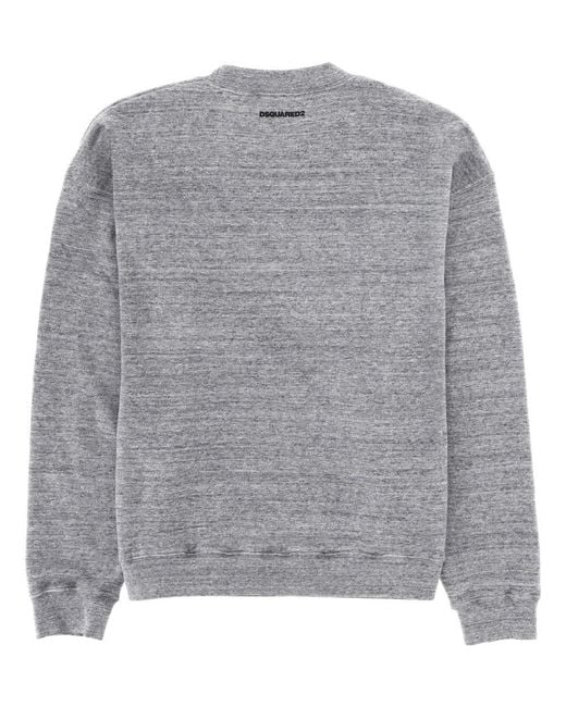 DSquared² Gray Iconique Relax Fit Crewneck for men