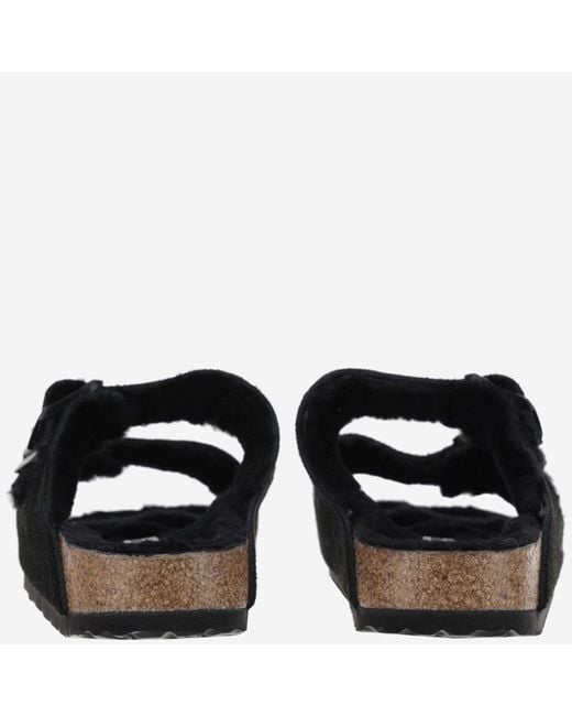 Arizona en daim et sandales de shearling Birkenstock en coloris Black