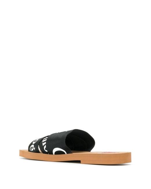 Chloé Black Woody Flat Sandals