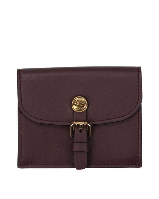 Etro Purple Wallet Leather/Burgundy