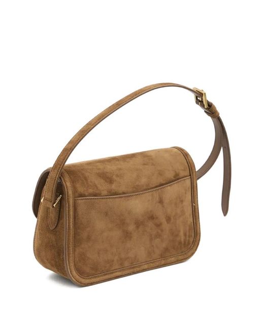 Saint Laurent Cassandre Suède Schoudertas in het Brown