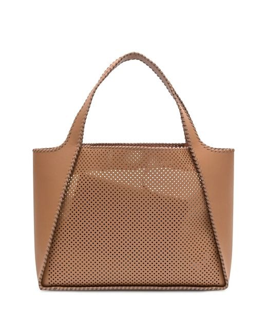 Stella McCartney Brown Logo-Perforated Tote Bag