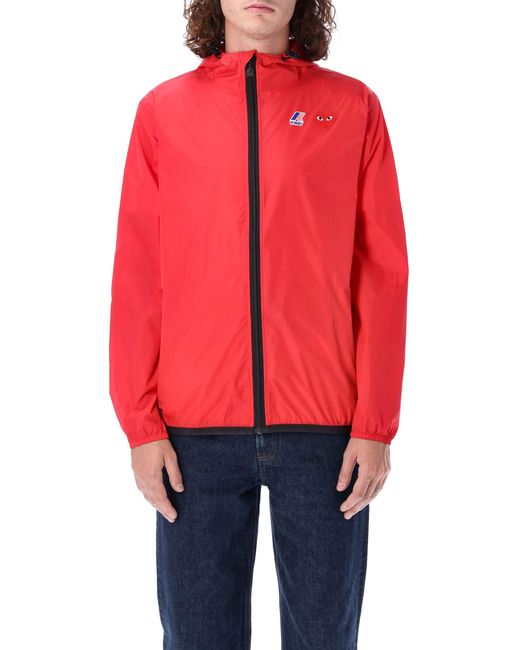 COMME DES GARÇONS PLAY Red Waterproof Hooded K-Way Nylon Jacket