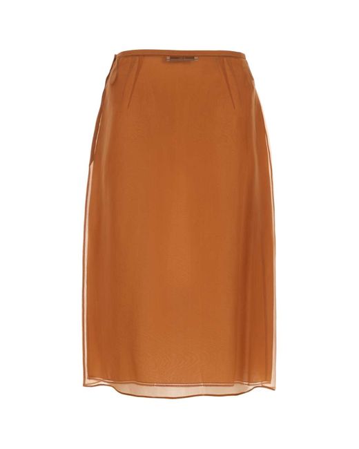 Prada Brown Copper Organza See-Through Skirt