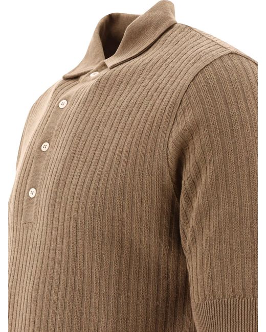 Lardini Brown Ribbed Polo Shirt for men