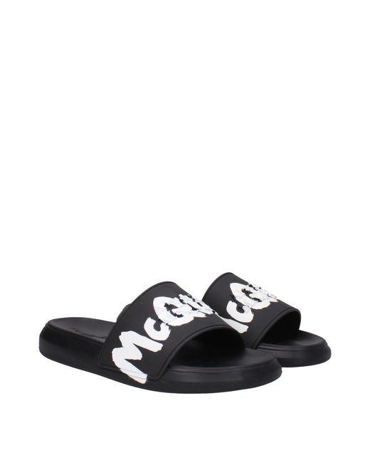 Alexander McQueen Black Ciabatte E Zoccoli Donna Gomma Nero/Bianco for men
