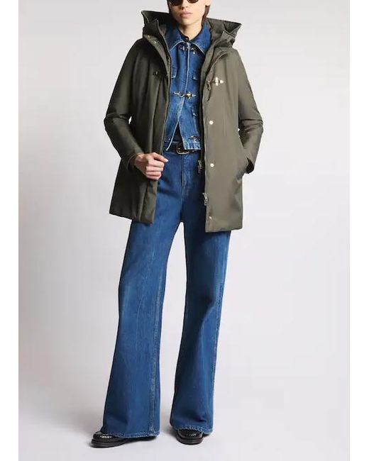 Fay Green Technical Toggle Coat