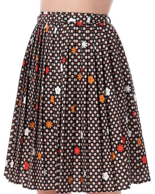 MM6 by Maison Margiela Black Pleated Floral Skirt