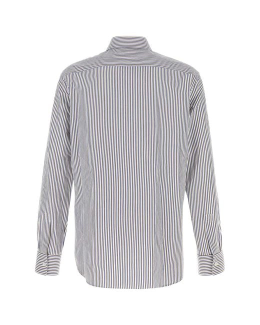 Bottega Veneta Gray Embroidered Cotton Blend Shirt for men