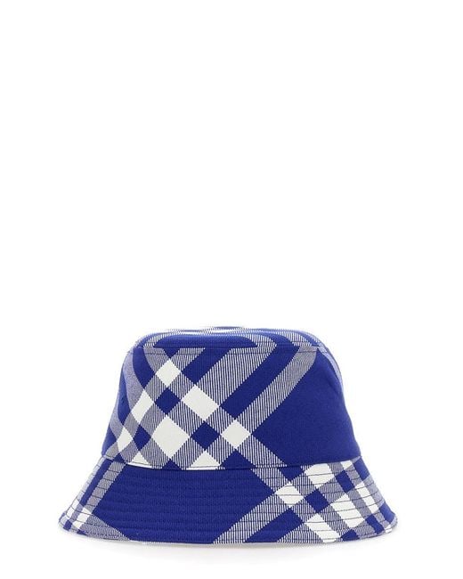 Burberry Blue Bucket Check Hat