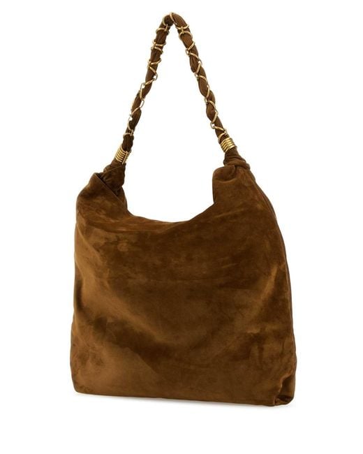 Saint Laurent Brown Caramel Suede Amalia Shopping Bag