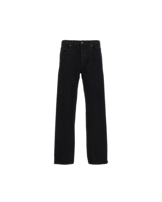 Jeans de mezclilla larga holgada Saint Laurent de hombre de color Black