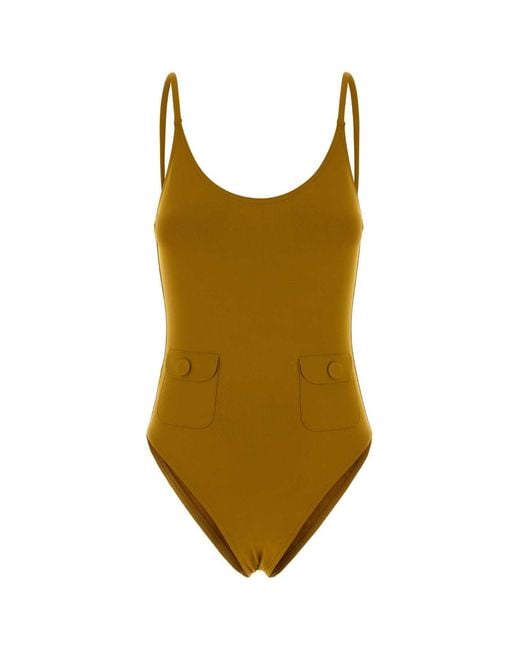 Eres Brown Mustard Stretch Nylon Decouverte Swimsuit