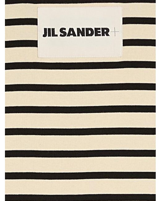 Jil Sander Red Cotton T Shirt With Striped Pattern