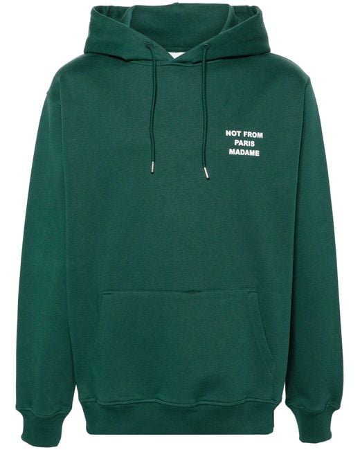 Drole de Monsieur Green Bold Slogan Hoodie