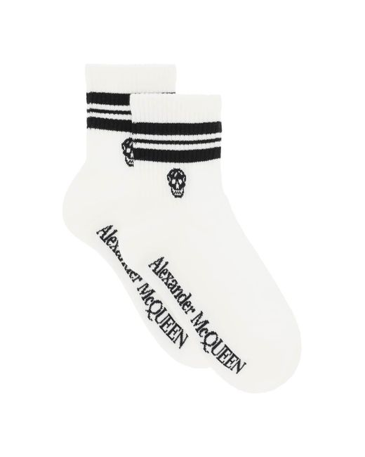 Alexander McQueen Black Stripe Skull Sports Socks