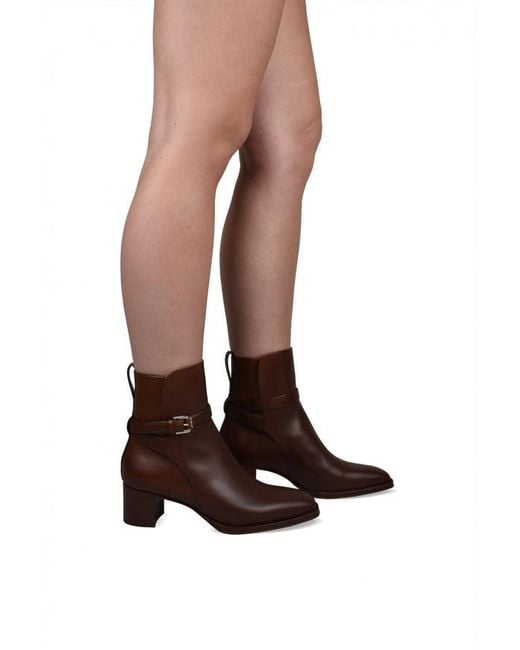 Ralph Lauren Brown Almond-Toe Leather Buckle Boots