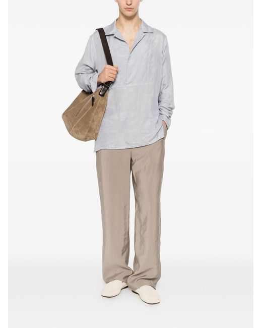 Emporio Armani White Belt-Loop Straight-Leg Trousers for men