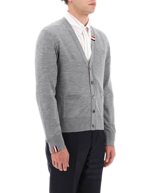 Thom Browne Vest Van Merinowol Met V-hals in het Gray voor heren