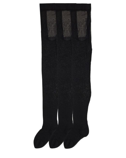 Dolce & Gabbana Black Tripack Tights Poliamide Socks
